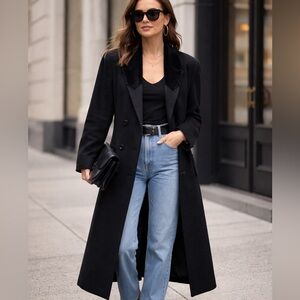 Vintage Wool Tuxedo Coat Velvet Lapel Longline Blazer Classic Tailored Topcoat 6